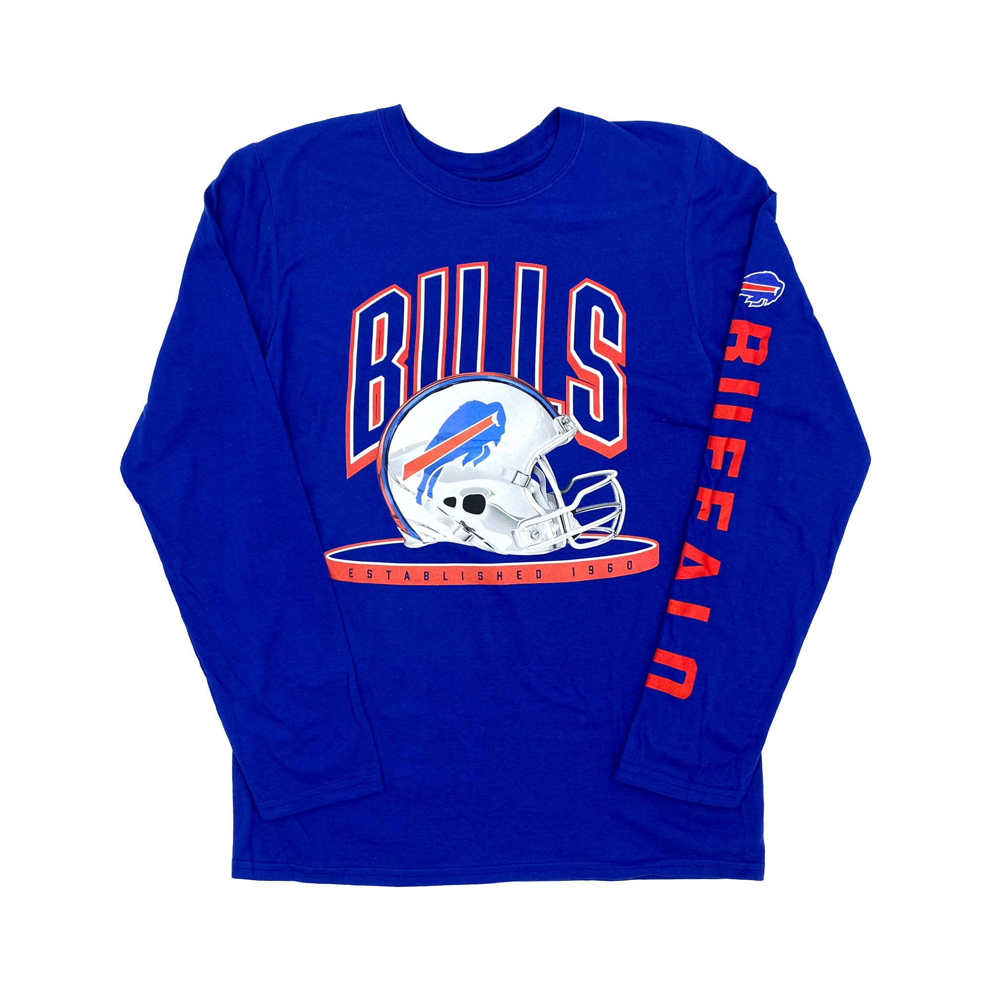 Buffalo Bills Royal Blue With Helmet Long Sleeve Shirt