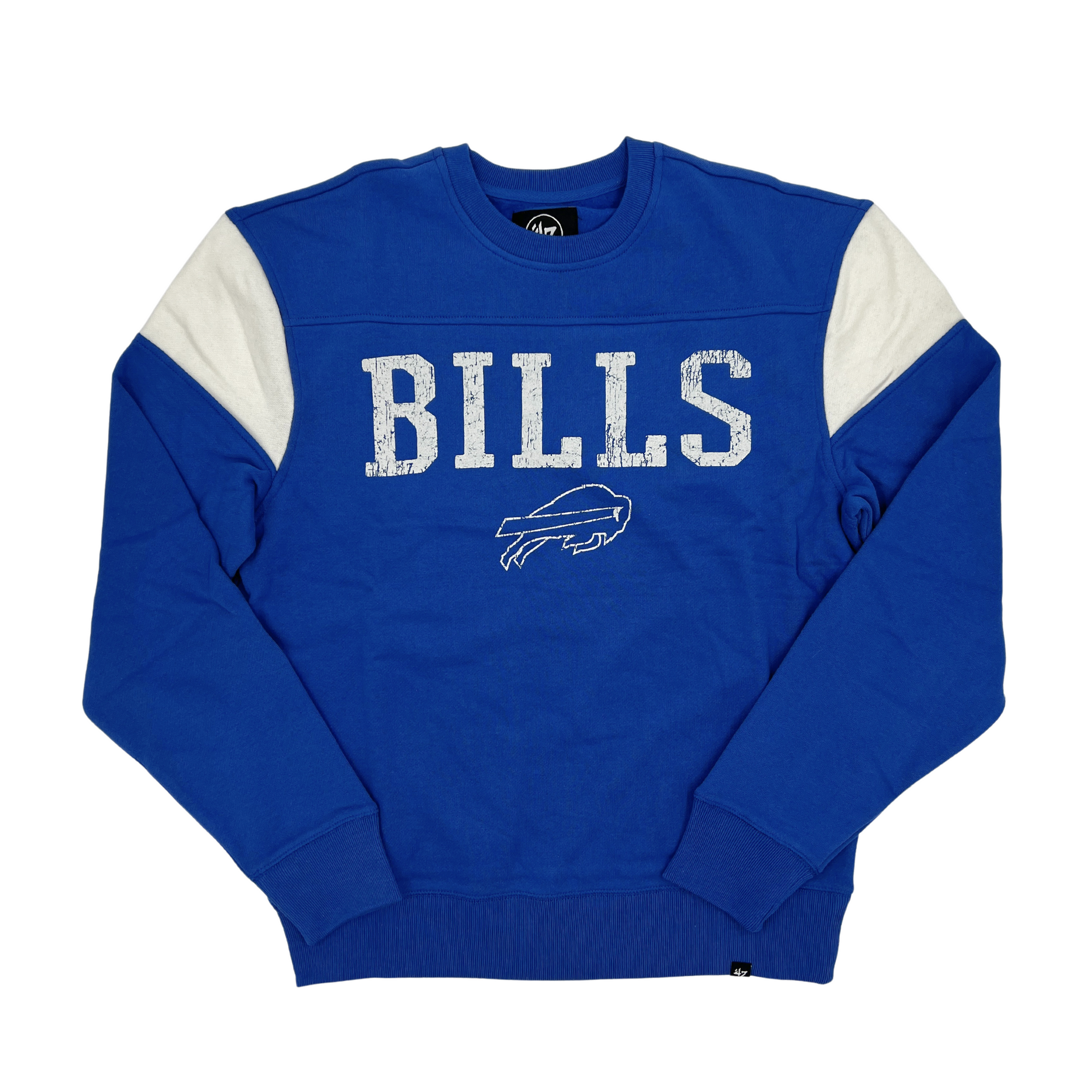 &#39;47 Brand Buffalo Bills Jetty Blue and Cream Groundbreak Crewneck