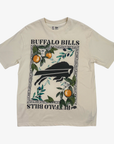 New Era Buffalo Bills cream T-shirt with tonal team logo, botanical artwork and orange branch details