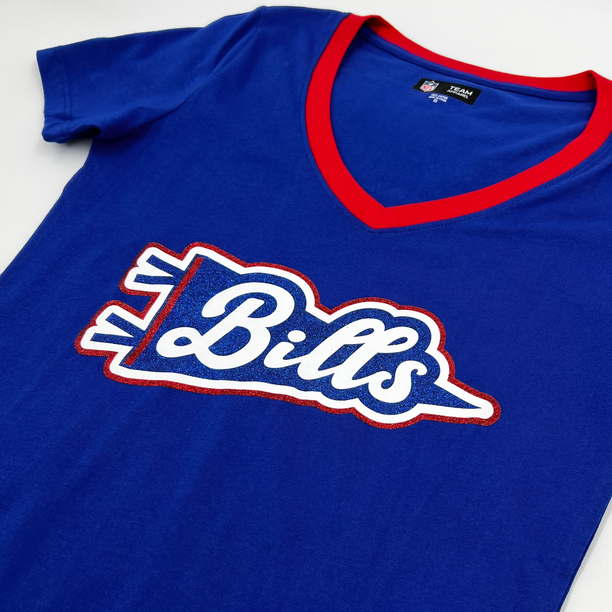 Women&#39;s New Era Bills Pennant Royal Blue V-Neck Shirt