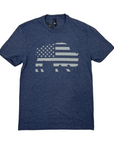 American Flag in Buffalo Heather Navy Short Sleeve Shirt