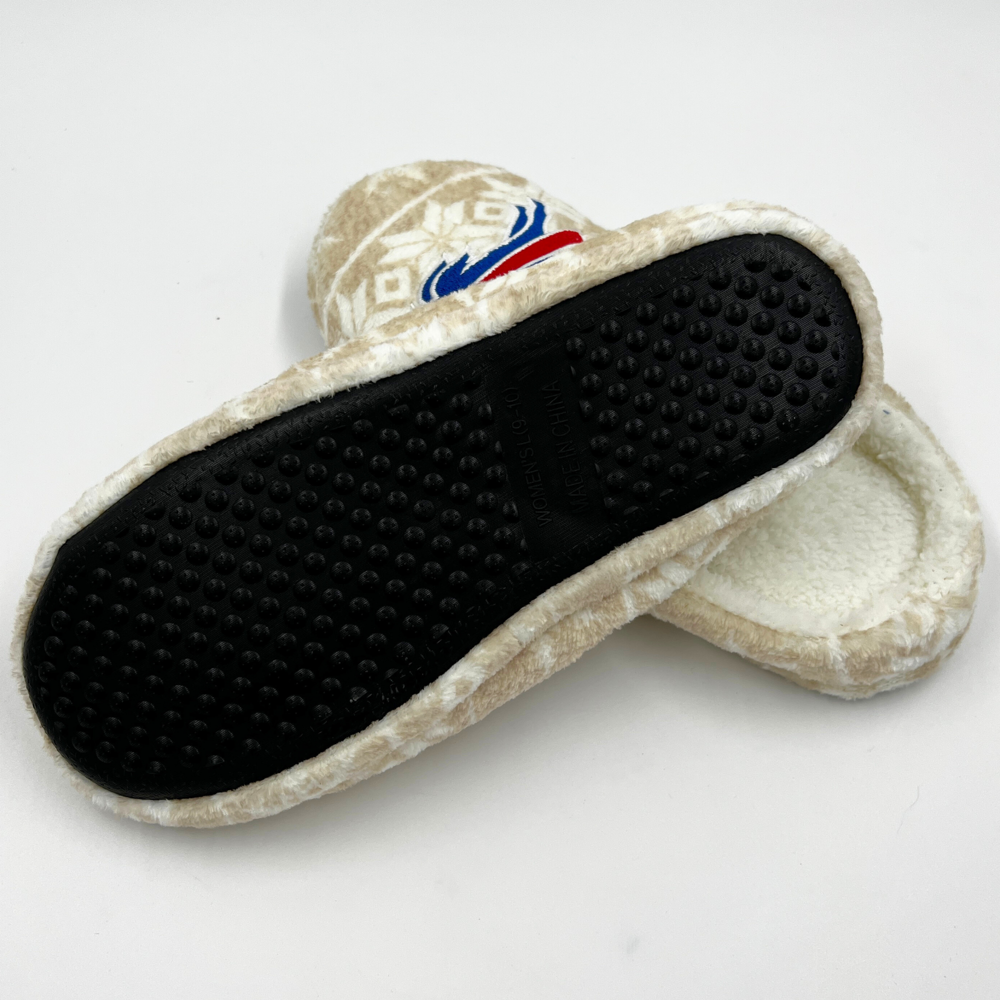 Women s Buffalo Bills Cream Faux Fur Slipper The BFLO Store