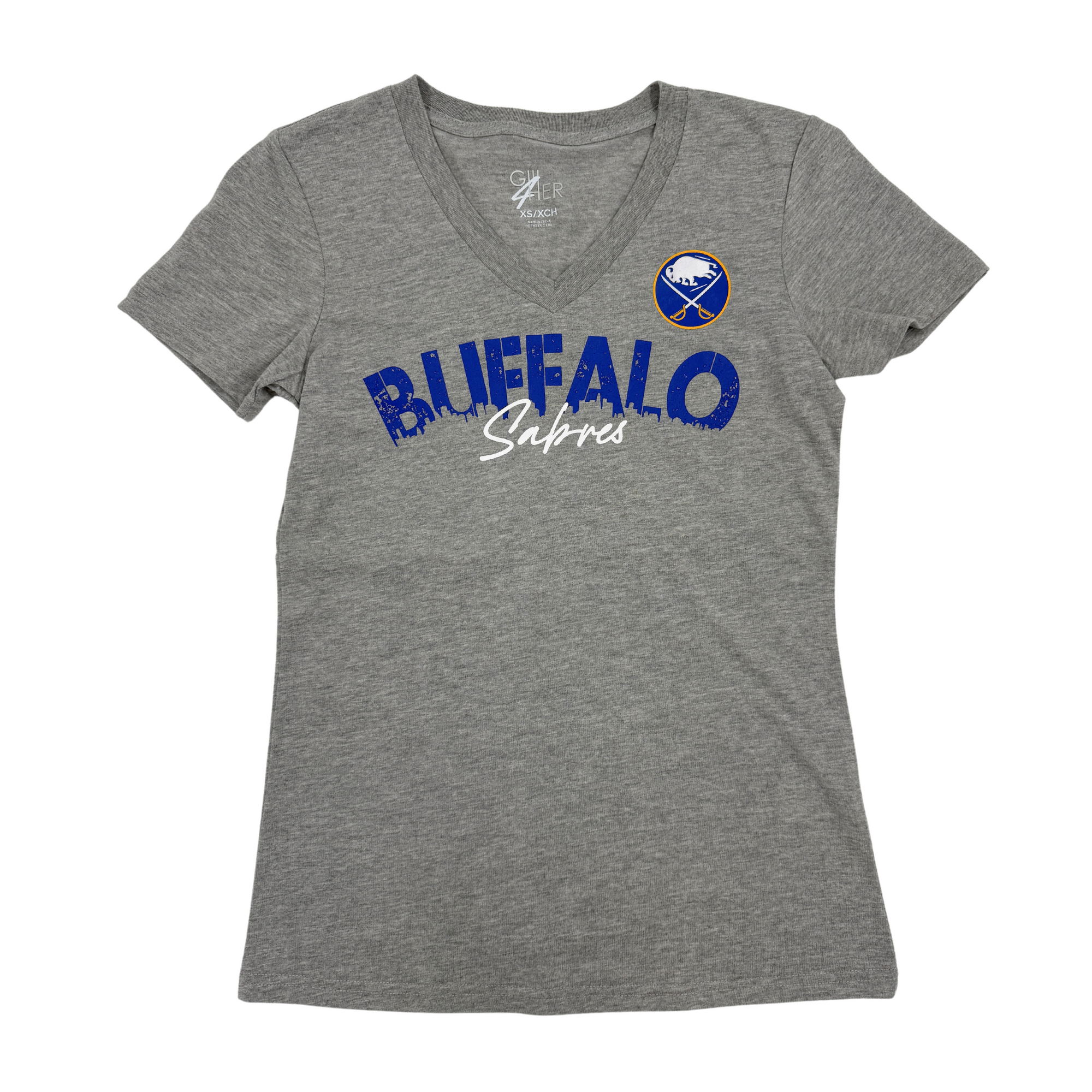 Women&#39;s Buffalo Sabres 4Her Gray V-Neck T-Shirt