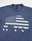 American Flag in Buffalo Heather Navy Short Sleeve Shirt