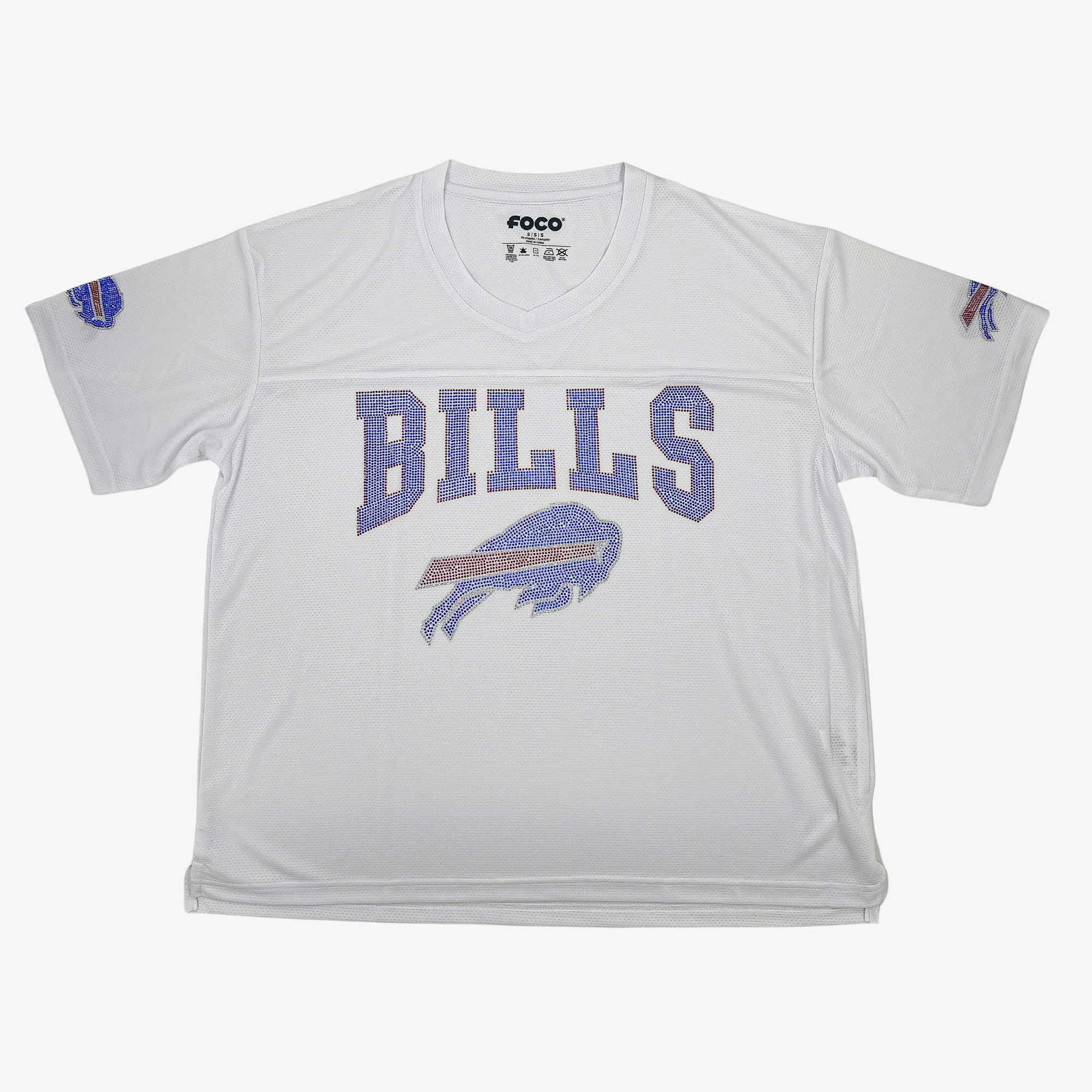 Women's Buffalo Bills White Rhinestone Oversized Jersey