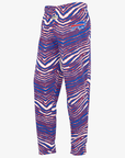 Zubaz Buffalo Bills royal, red and white zebra pants with embroidered team logo