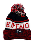 Buffalo 716 Black, Red, and White Winter Knit Hat