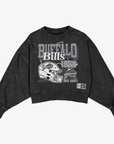 Women's New Era Buffalo Bills Black Wash 1960 Cropped Crewneck