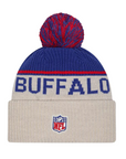 Youth New Era Bills 2024 Sideline Historic Stone Sport Knit Pom