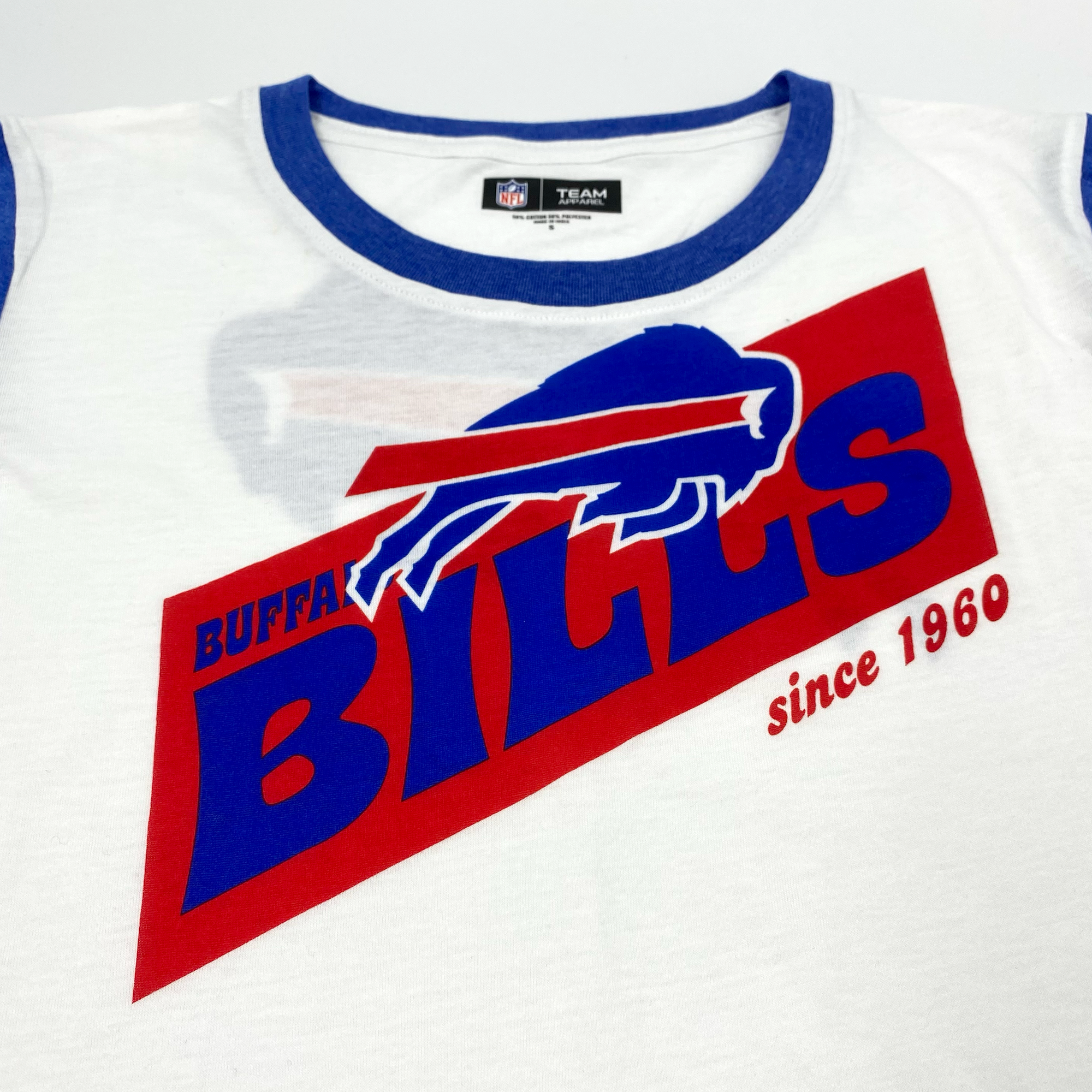 Women&#39;s New Era Buffalo Bills Throwback White Short Sleeve Shirt