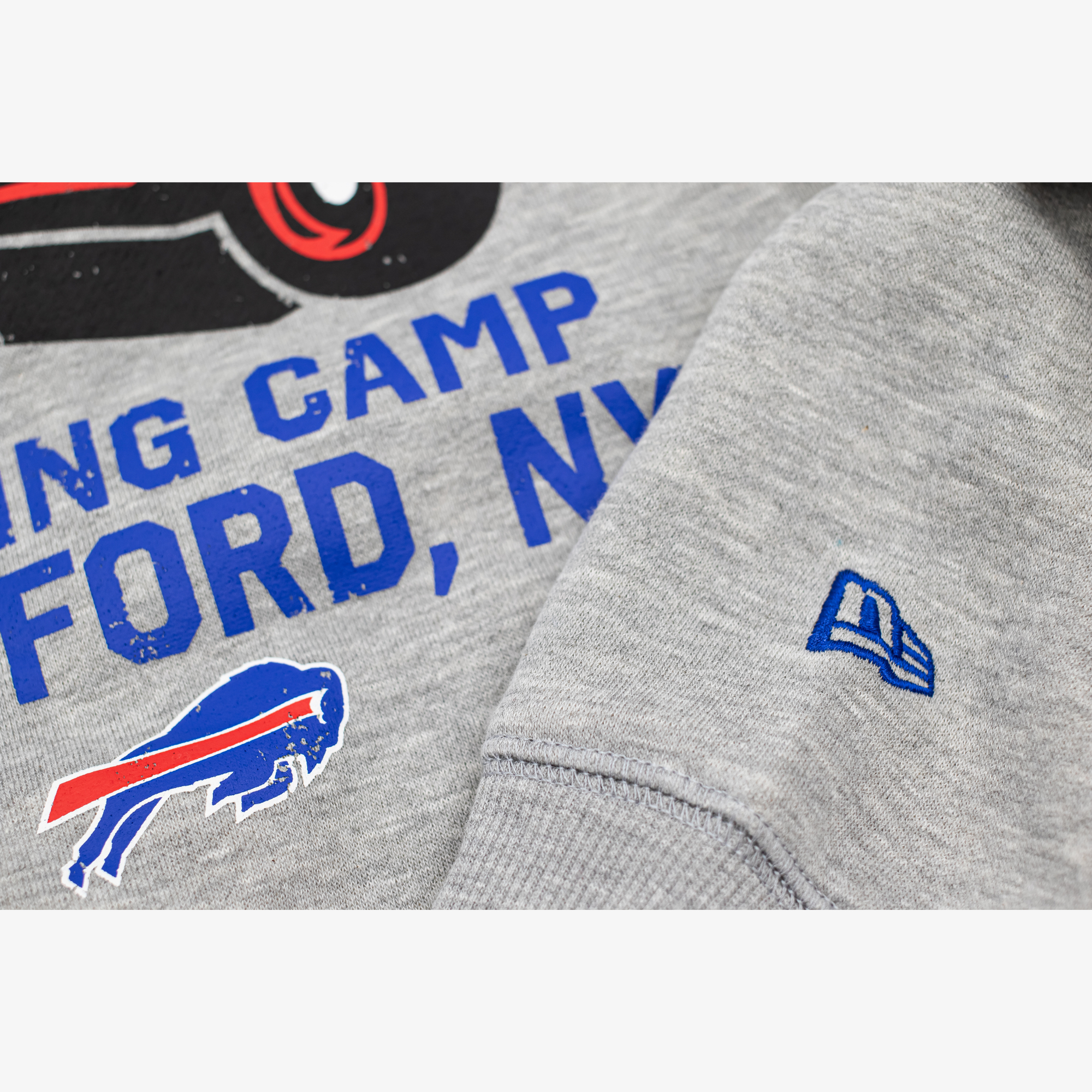 New Era Bills 2026 Training Camp Grey Helmet Crewneck