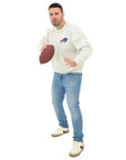 Zubaz Buffalo Bills White & Gray Colorblocking 90s Drop Shoulder Crewneck Sweatshirt