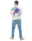 Zubaz Buffalo Bills White & Gray Colorblocking 90s Drop Shoulder Crewneck Sweatshirt