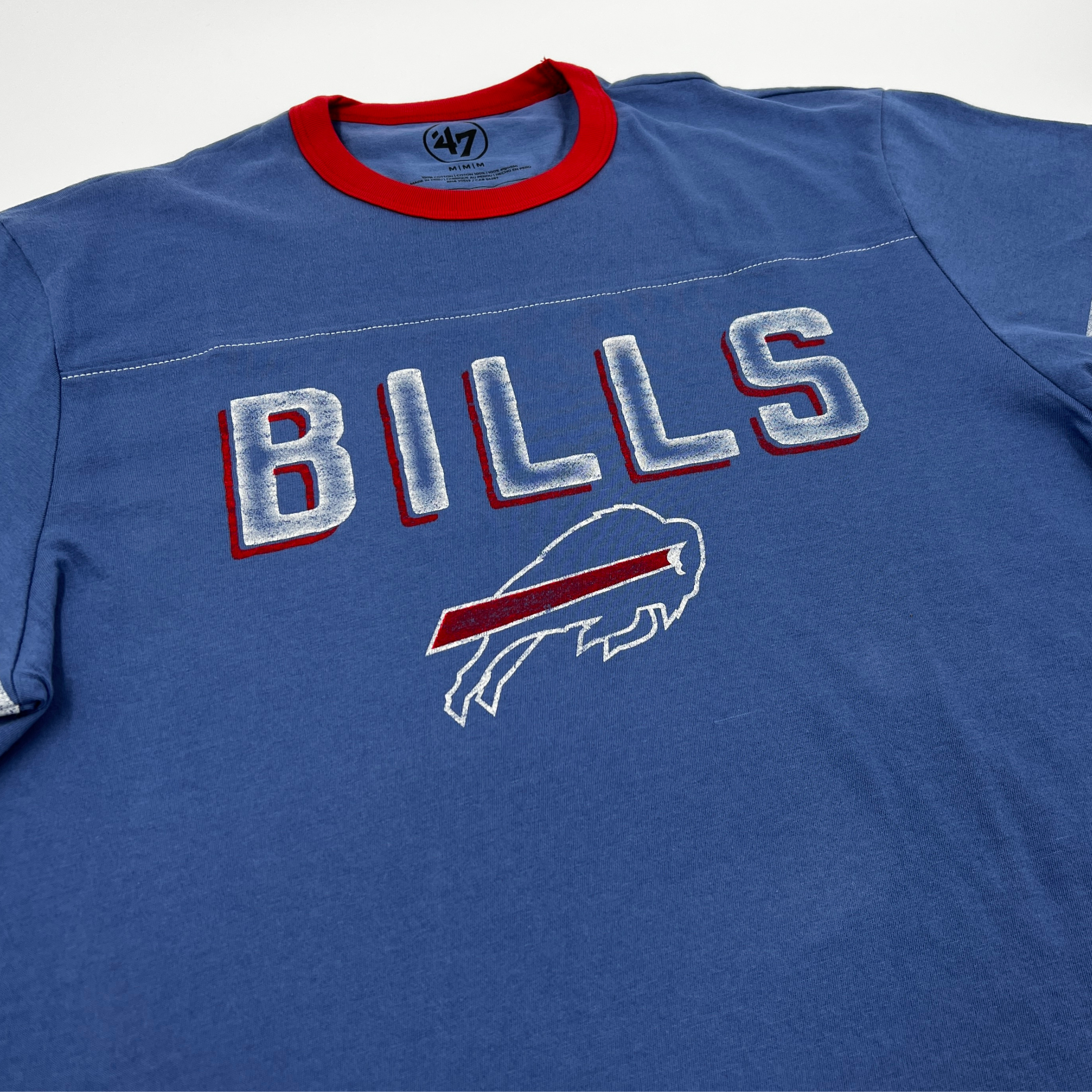 '47 Brand Bills Distressed Cadet Blue With Charging Buffalo T-Shirt