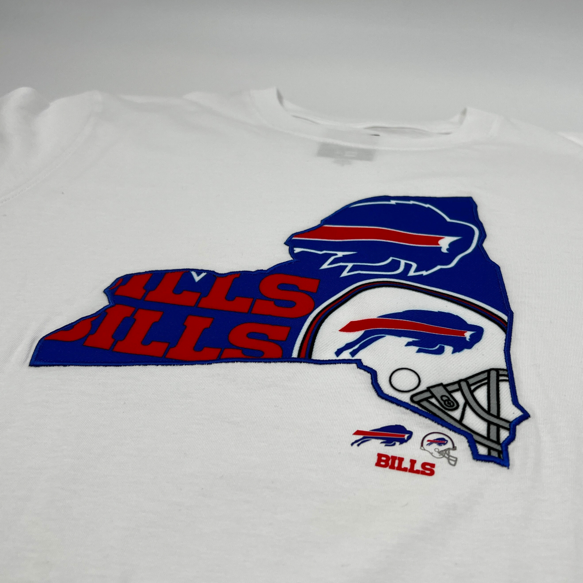 New Era Bills With Embroidered NYS Patch White Short Sleeve Shirt