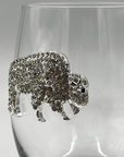 BFLO Silver Jeweled Handcrafted Stemless Wine Glass