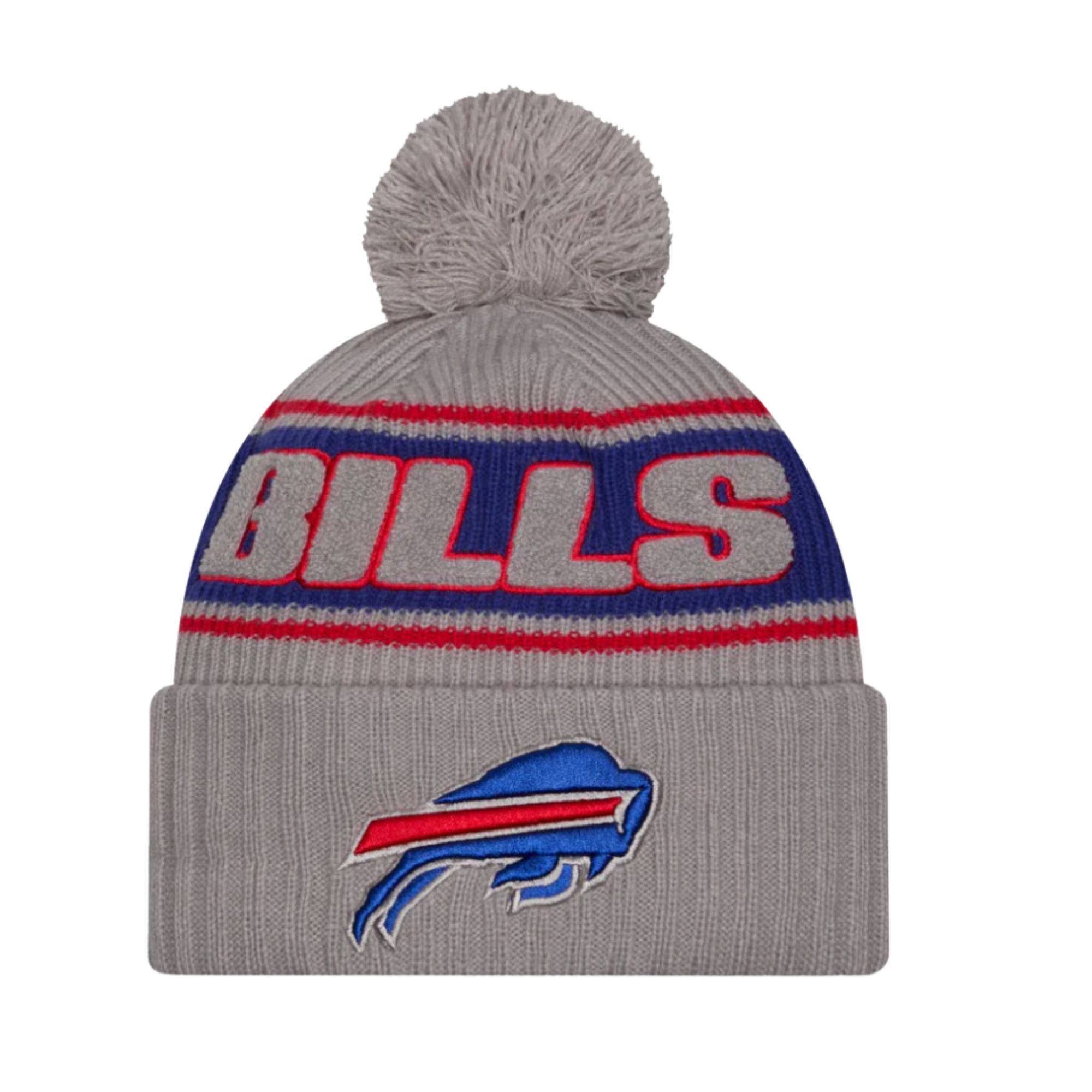 New Era Bills 2024 Sideline Gray Sport Knit Pom