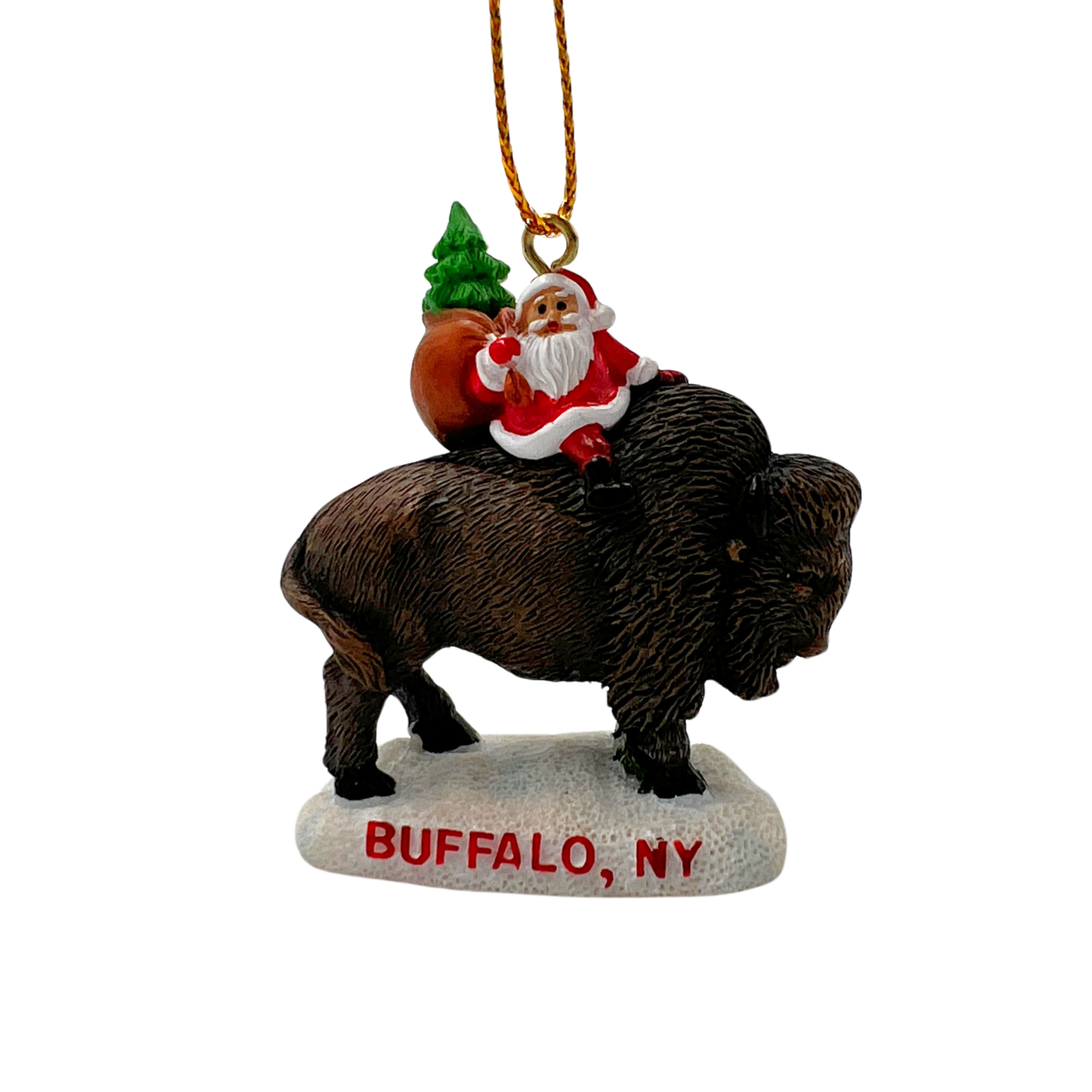 Santa Riding a Bison Buffalo, NY Ornament