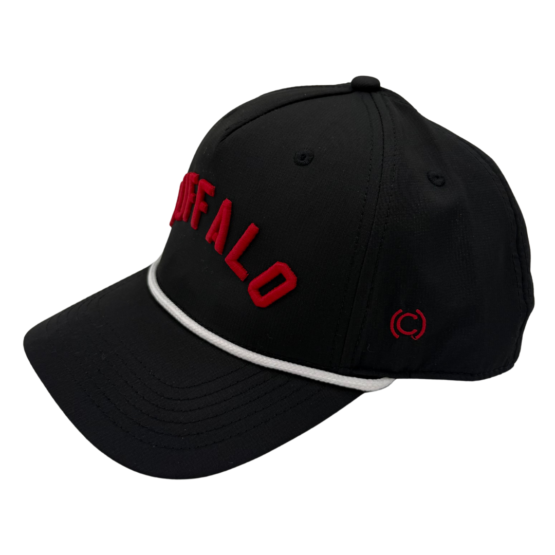 Black Red Black Performance Rope "Buffalo" Hat