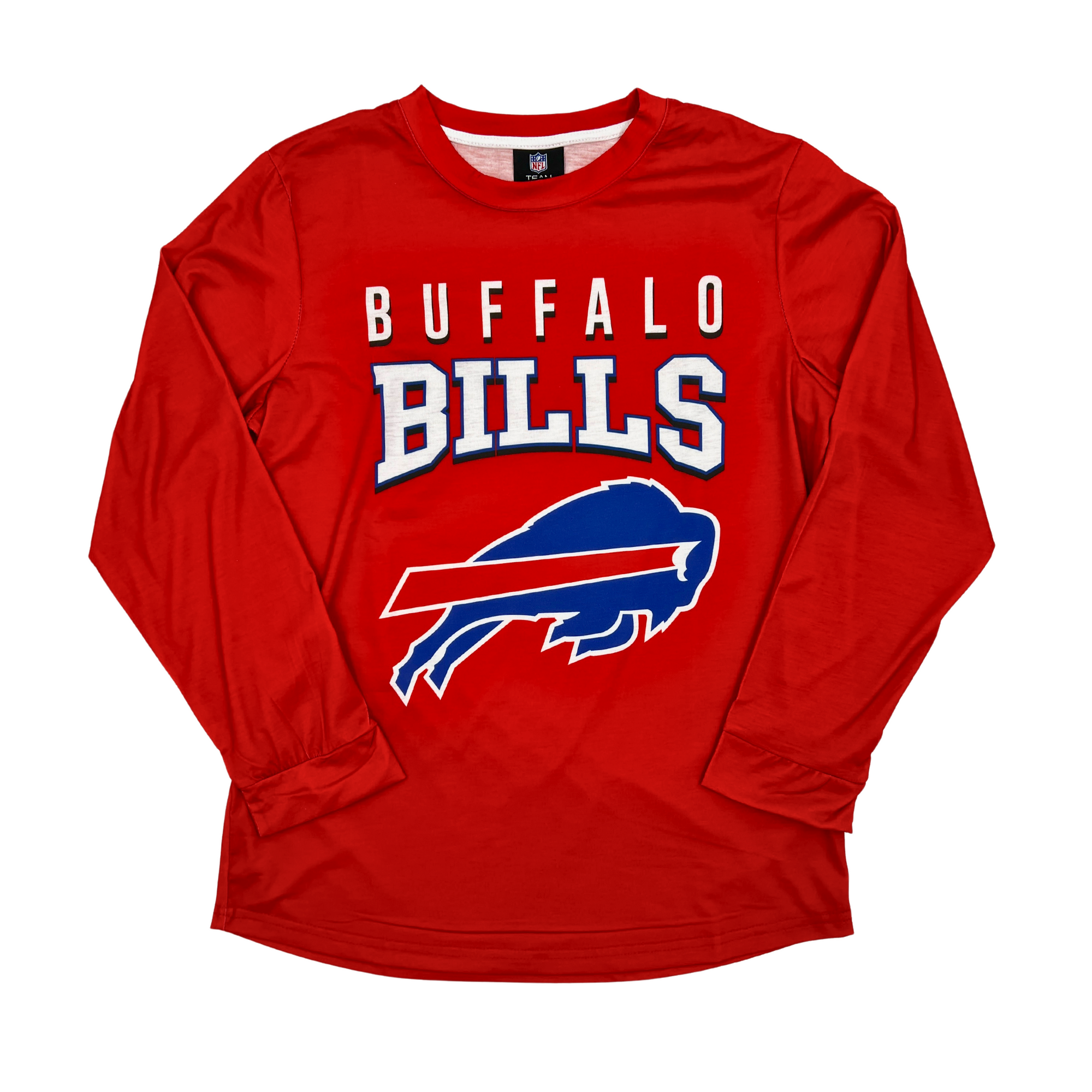 Buffalo Bills Wordmark With Big Logo Red Long Sleeve Shirt