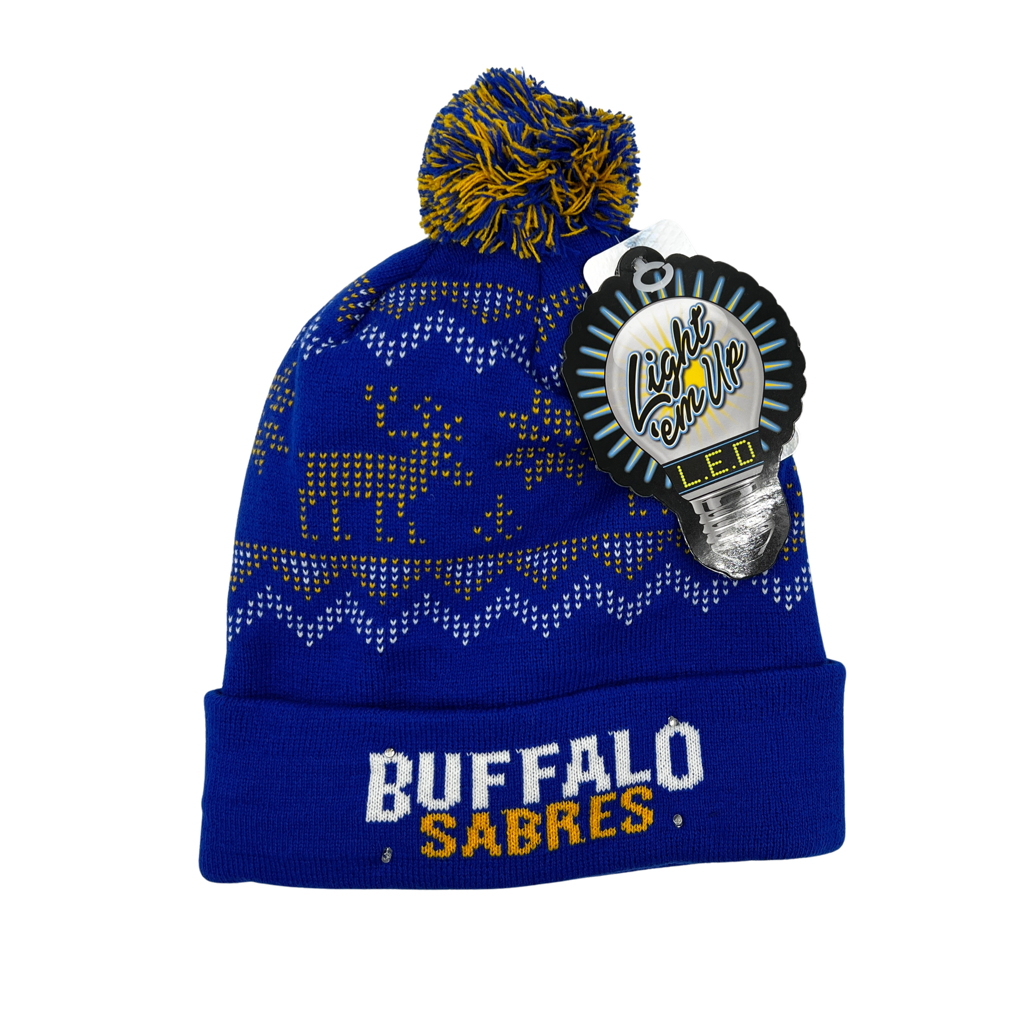 Buffalo Sabres Royal & Gold Light Up "Ugly" Knit Hat