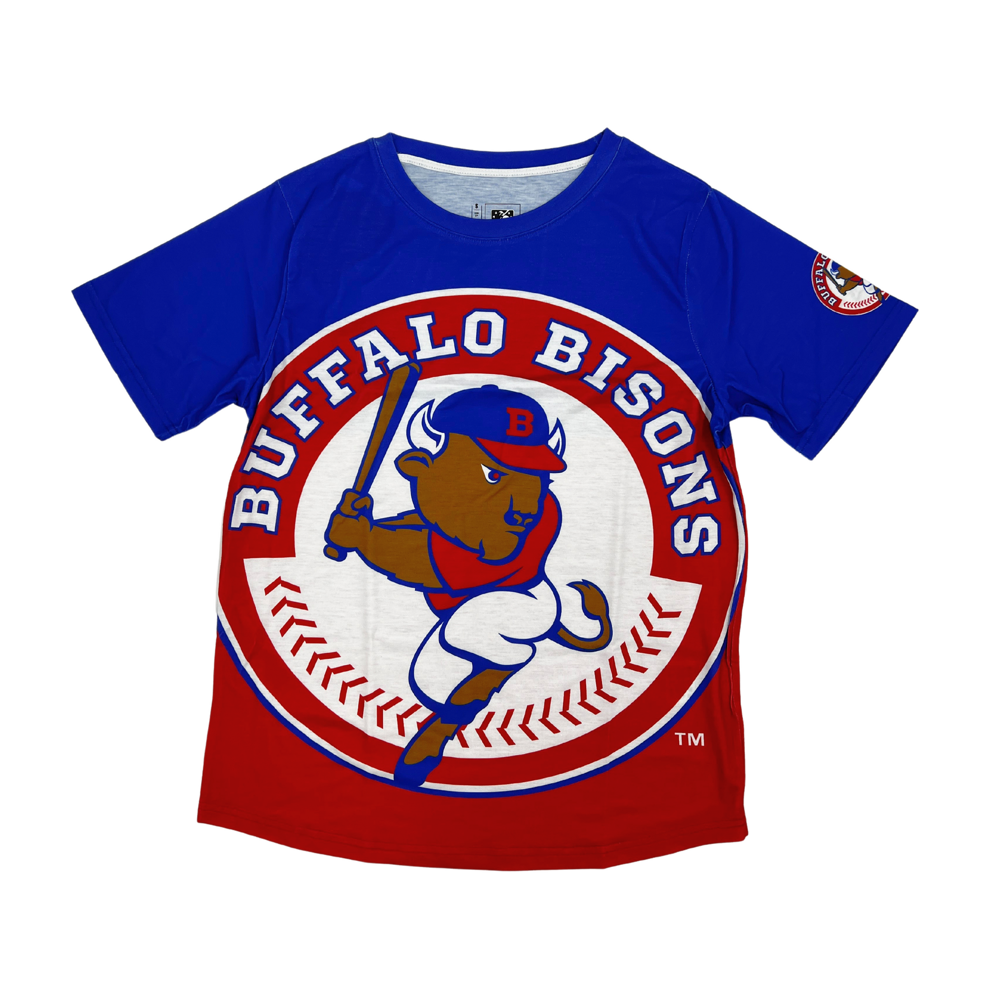 Buffalo Bisons Big Logo red and blue Colorblock Short Sleeve Shirt