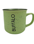 Pastel Green Speckled With Buffalo Wordmark Camper Mug