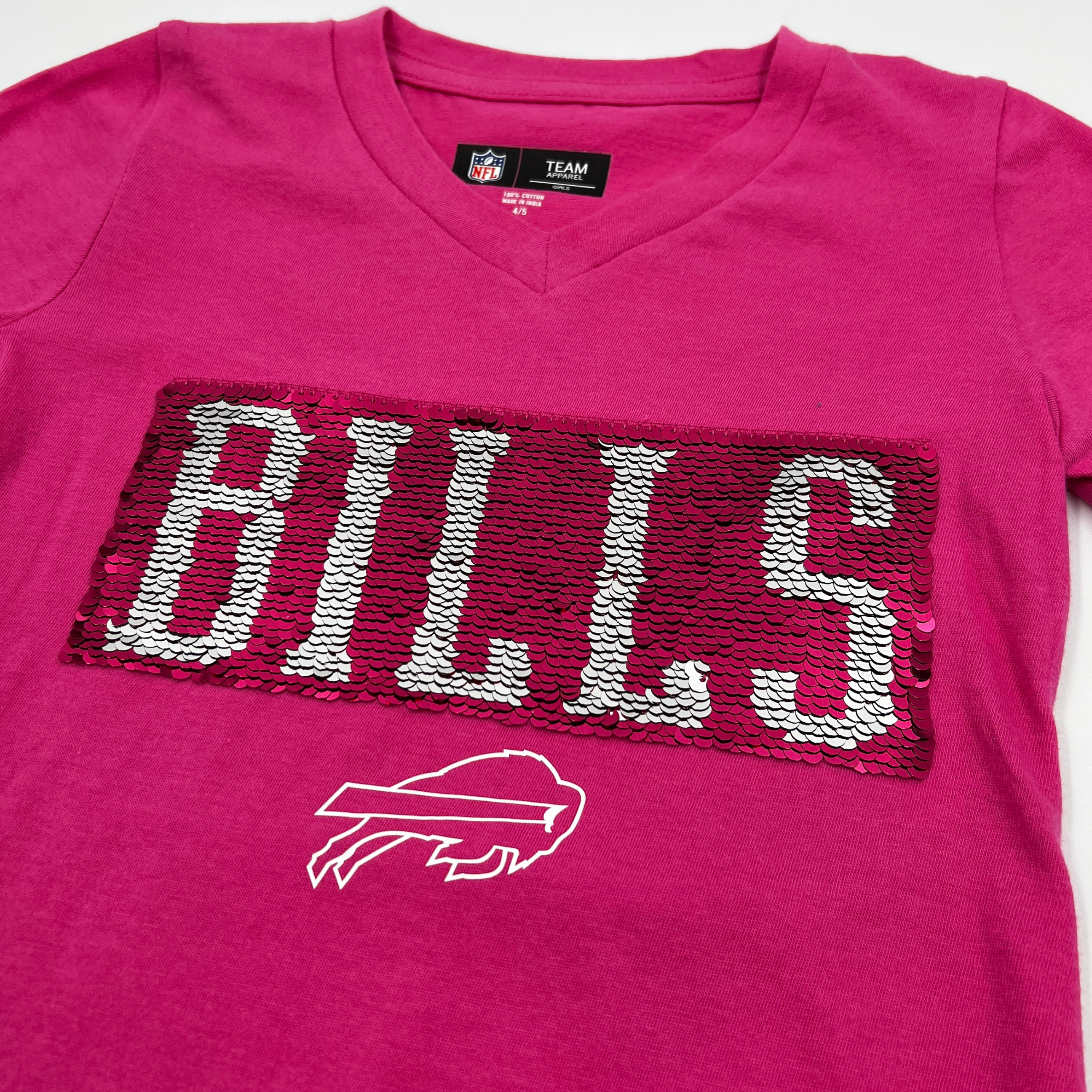 Girls New Era Bills Royal Blue With Glitter Short Sleeve Shirt