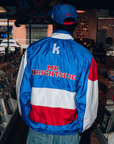 The Killers x The BFLO Store color-blocked chute jacket with MR. BRIGHTSIDE lettering and K emblem on back