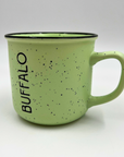 Pastel Green Speckled With Buffalo Wordmark Camper Mug