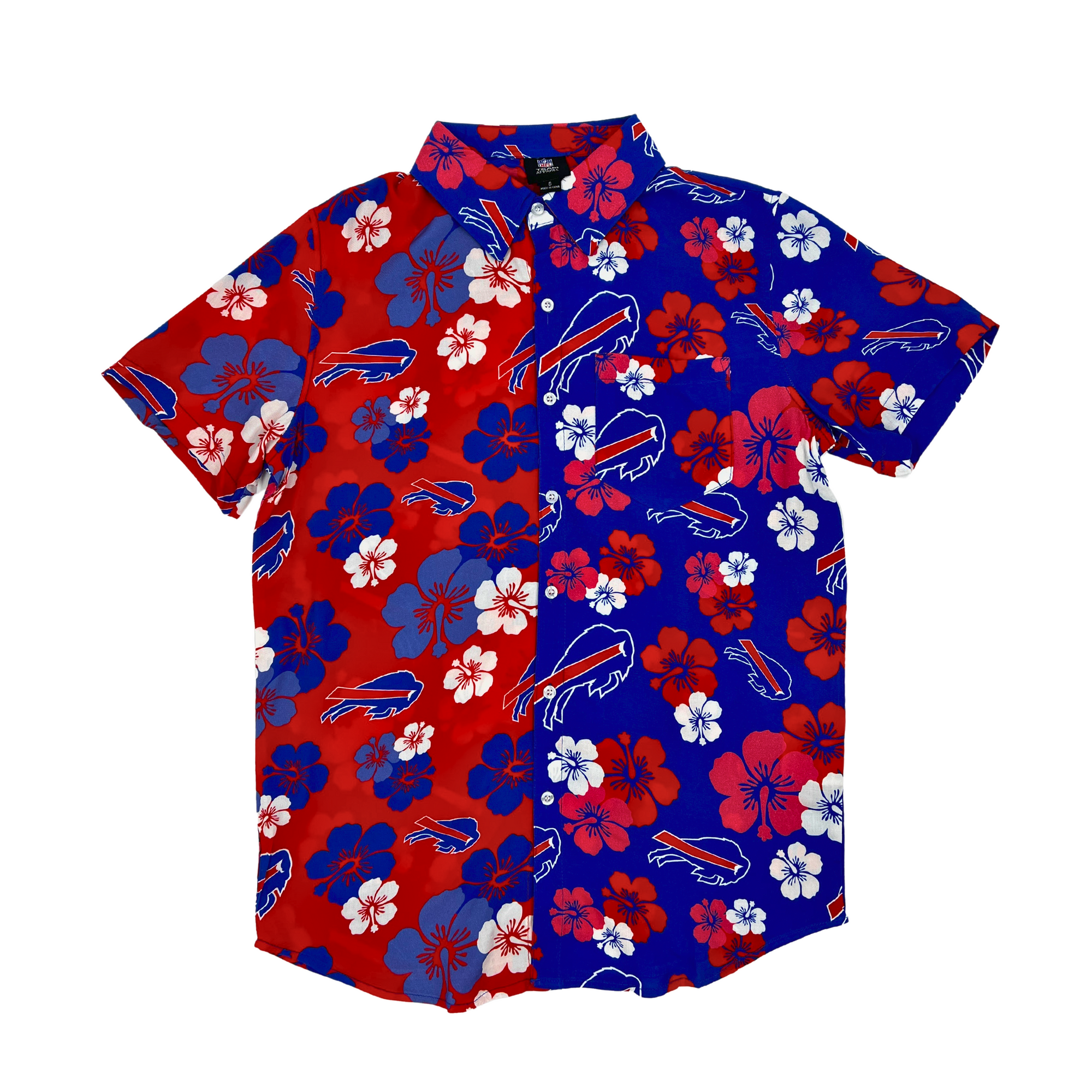 Buffalo Bills red and blue split Color Floral Button Up Shirt