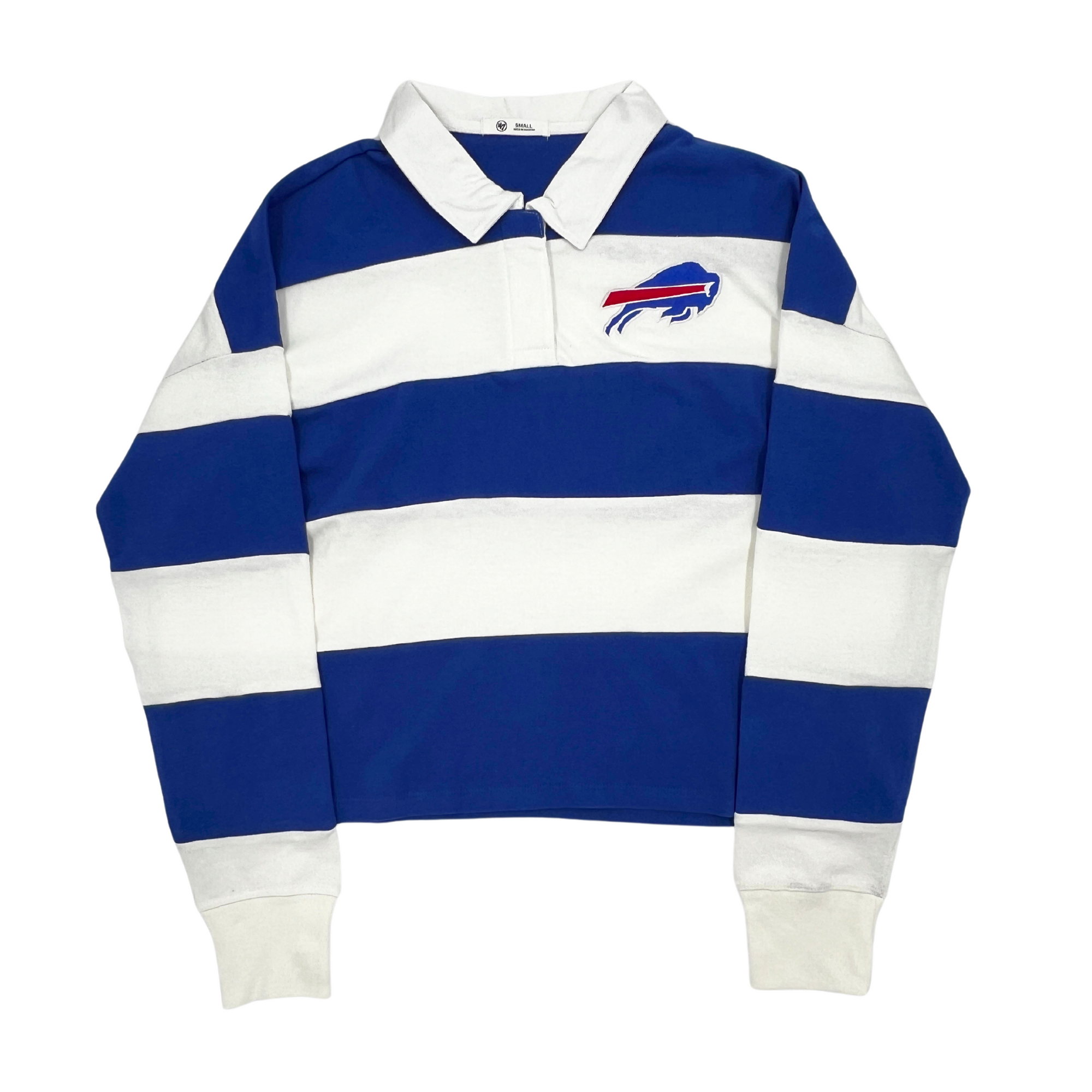 Women's '47 Brand Buffalo Bills Cropped Rugby Long Sleeve Polo