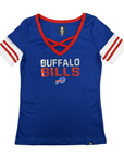 Women's New Era Bills Sequin Criss Cross V-Neck Shirt