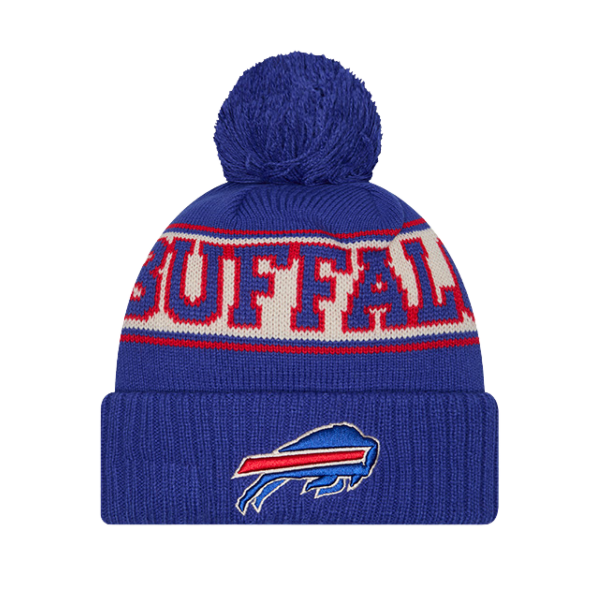 Youth New Era Bills Retro Royal Pom Knit