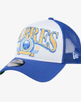 New Era 9FORTY Buffalo Sabres Royal & Gold Distressed A-Frame Trucker Hat