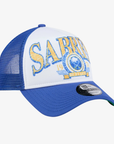 New Era 9FORTY Buffalo Sabres Royal & Gold Distressed A-Frame Trucker Hat