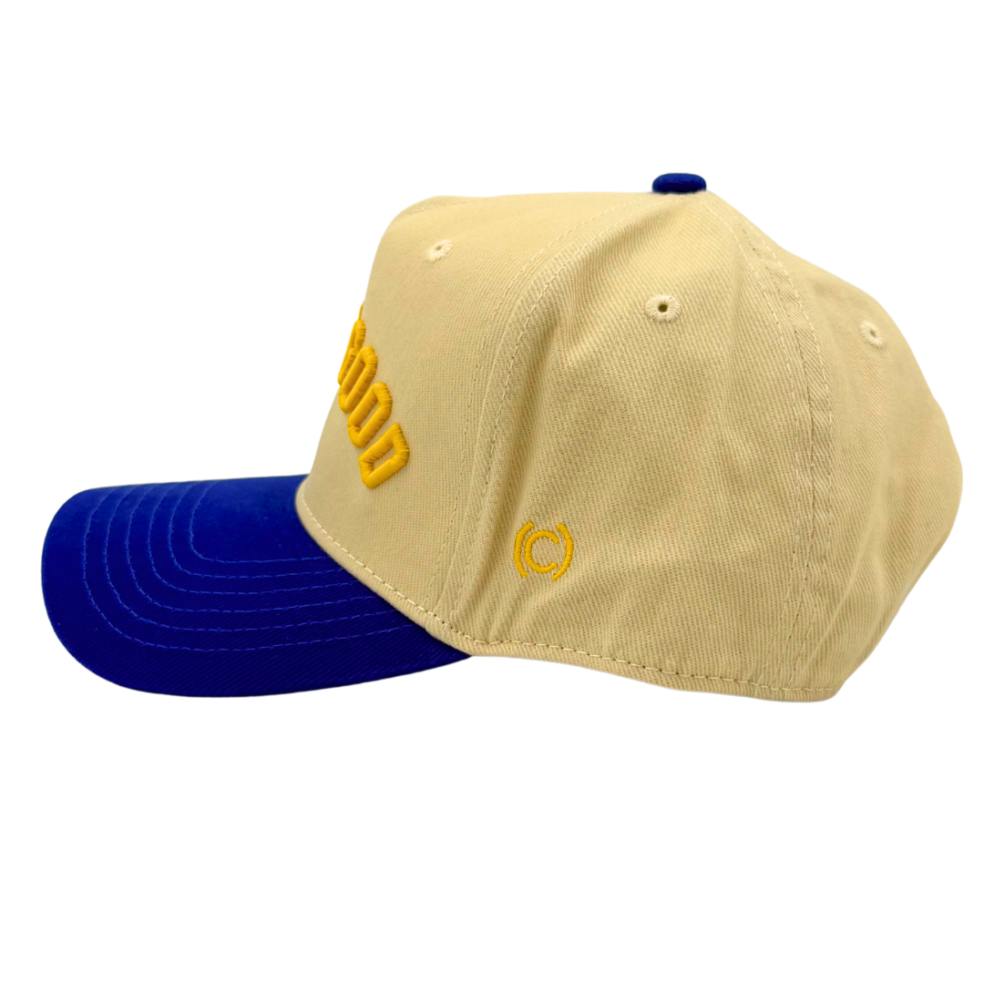 Cream Two Tone Yellow Blue "Scary Good" Dad Cap