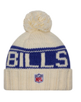 Women's New Era Bills 2024 Sideline Cream Pom Knit