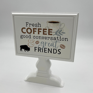BFLO Fresh Coffee Wooden Tabletop Sign