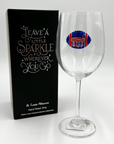 BUF Football Royal & Red Jeweled Handcrafted Wine Glass