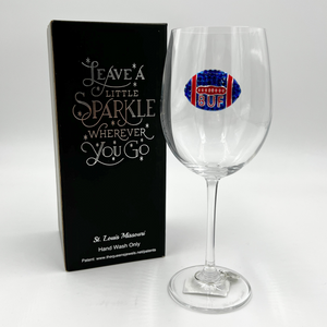 BUF Football Royal & Red Jeweled Handcrafted Wine Glass