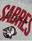 Sabres Heather Grey Goathead Red & Black Mockneck Sweater