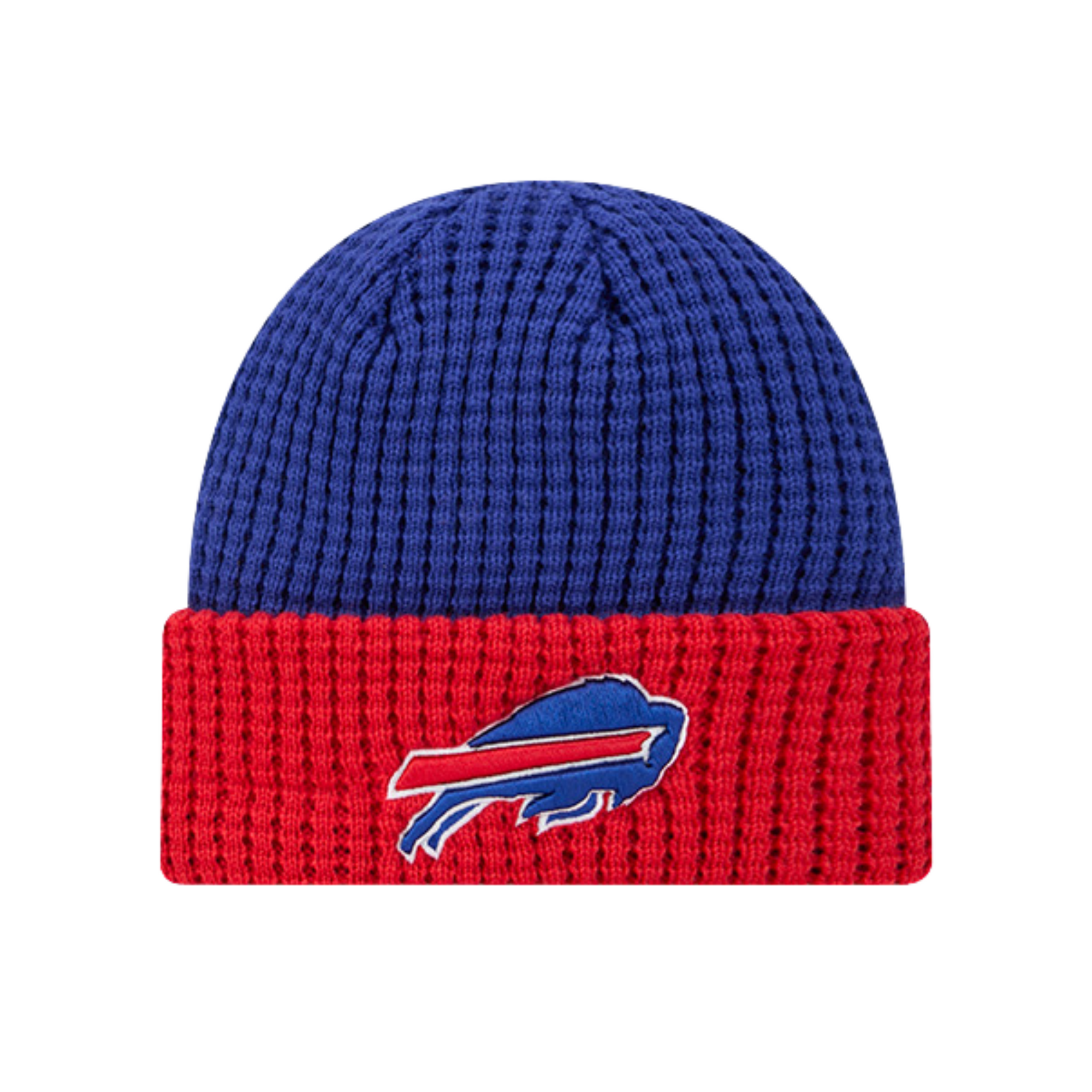 Youth New Era Bills Royal & Red Waffled Knit Beanie