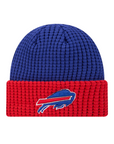 Youth New Era Bills Royal & Red Waffled Knit Beanie