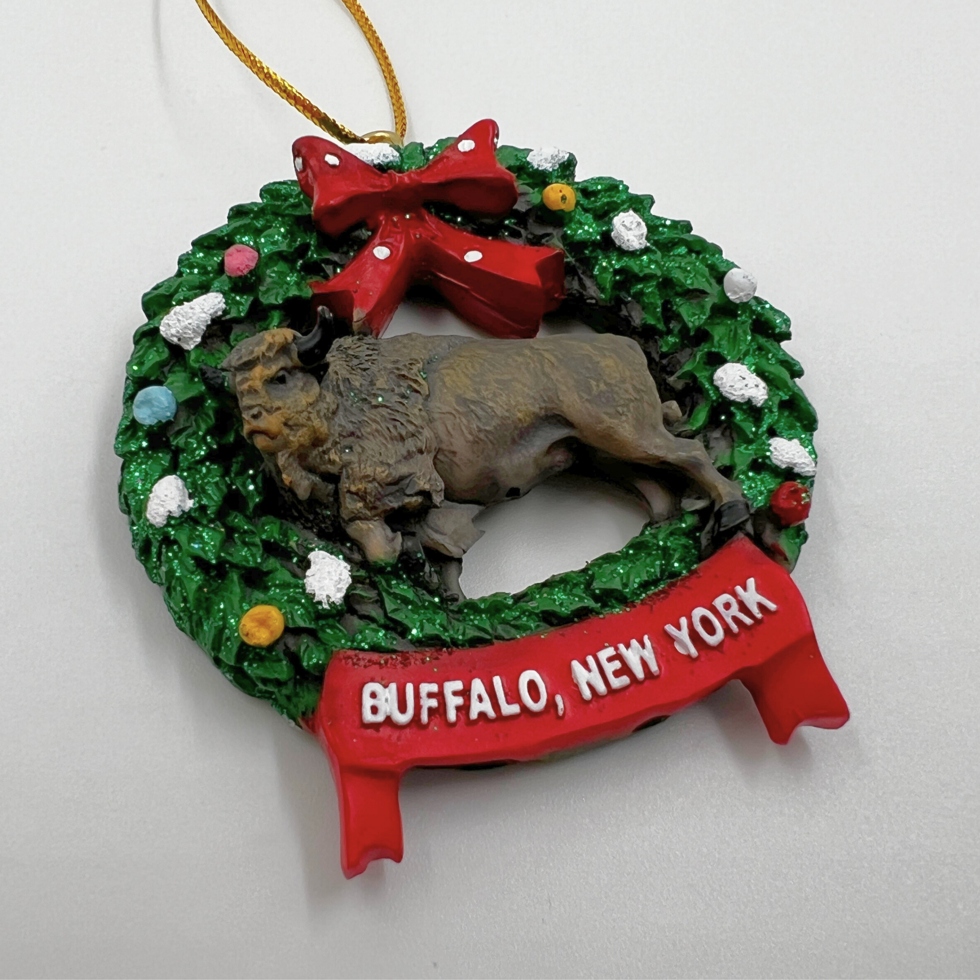 Bison in Wreath Buffalo, NY Holiday Ornament