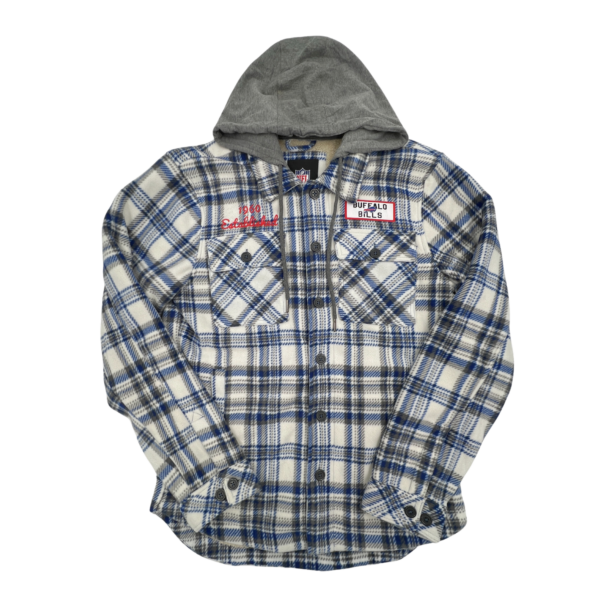 Buffalo Bills Blue & White Plaid Sherpa Jacket