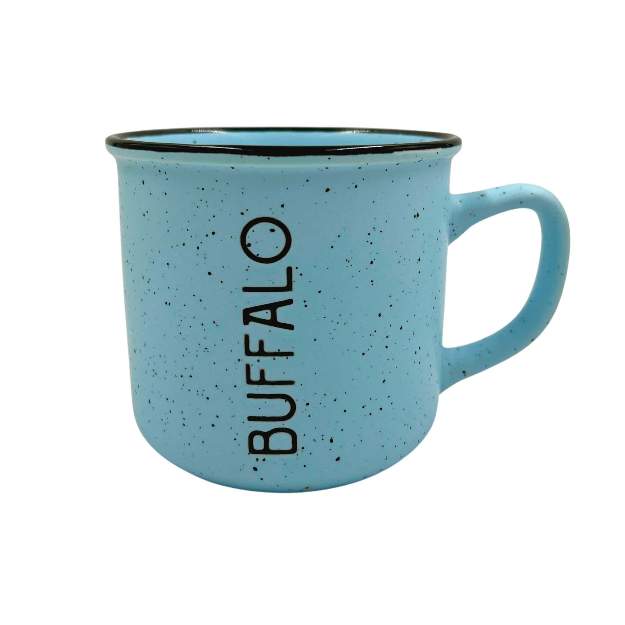 Pastel Blue Sparkled With Buffalo Wordmark Camper Mug