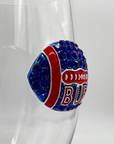 BUF Football Royal & Red Jeweled Handcrafted Wine Glass