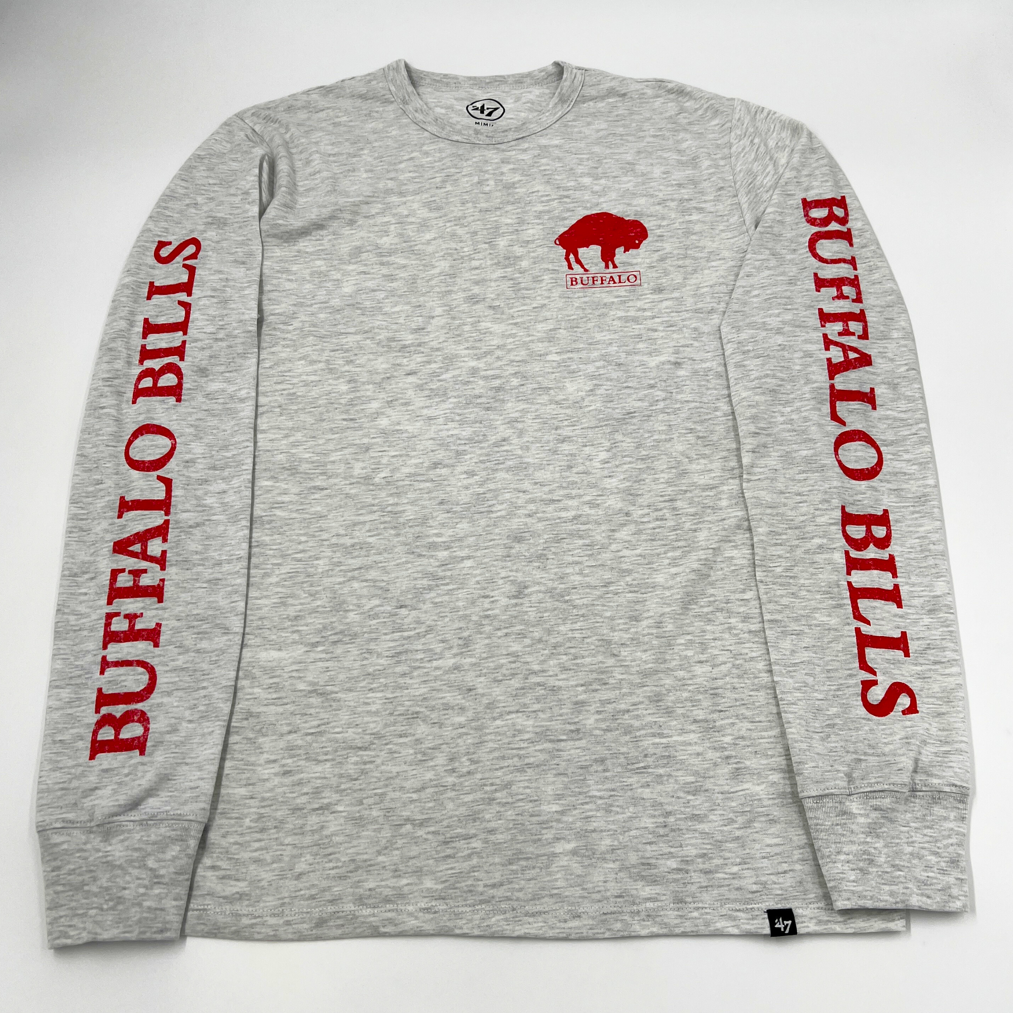 &#39;47 Brand Buffalo Bills Sleeve Print &amp; Retro Buffalo Gray Long Sleeve Shirt