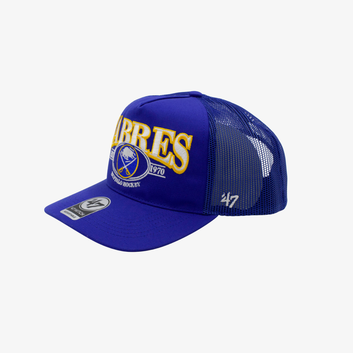 '47 Brand Buffalo Sabres Royal Blue Vintage Arch Hitch Adjustable Trucker Hat
